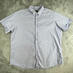 Untuckit Shirt Mens XXXL Blue Button Up Short Sleeve Cotton Seersucker 3XL